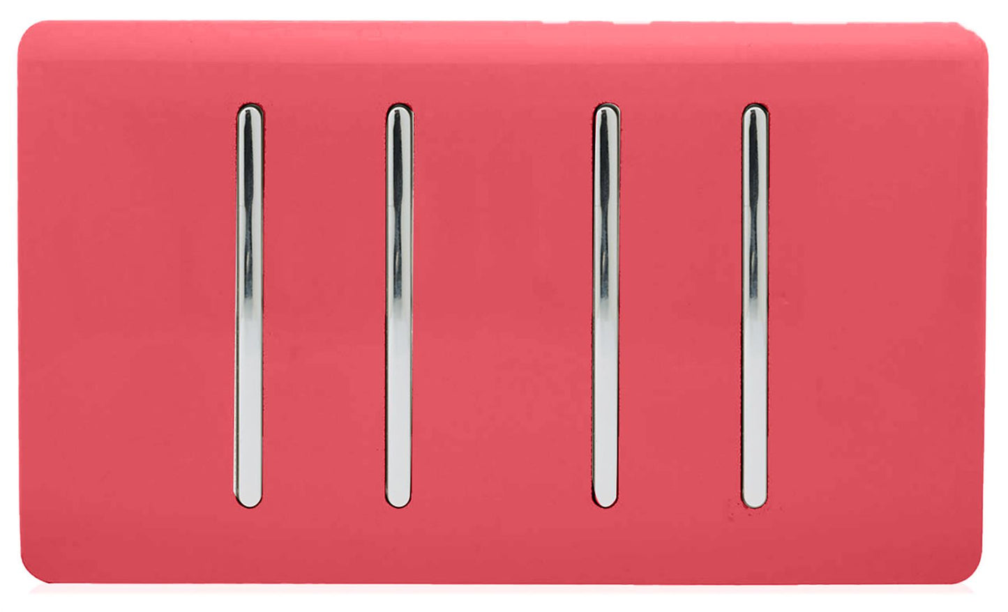 Trendi 4 Gang (2 Way & 3xIntermediate) Glossy 10 Amp Rocker Light Switch Strawberry