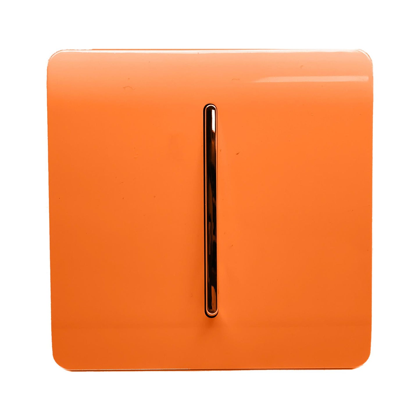 Trendi 1 Gang 2 Way 240V Screwless Raised Front Plate Plastic Artistic Modern Glossy 10 Amp Chrome Rocker Single Electrical Wall Light Switch Sunset Orange - ART-SS2OR