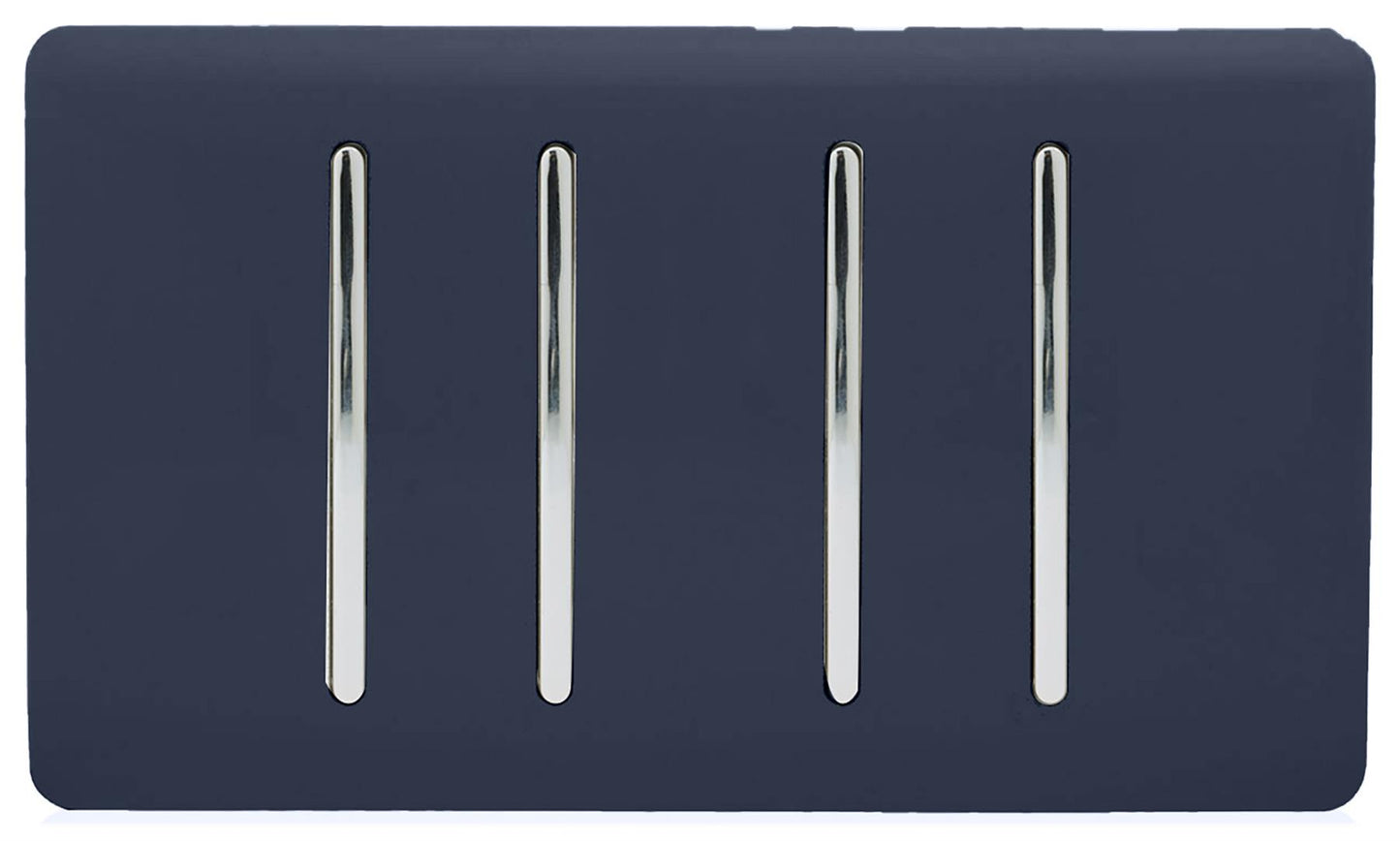 Trendi 4 Gang (2 Way & 1x Intermediate) Glossy 10 Amp Rocker Light Switch Navy