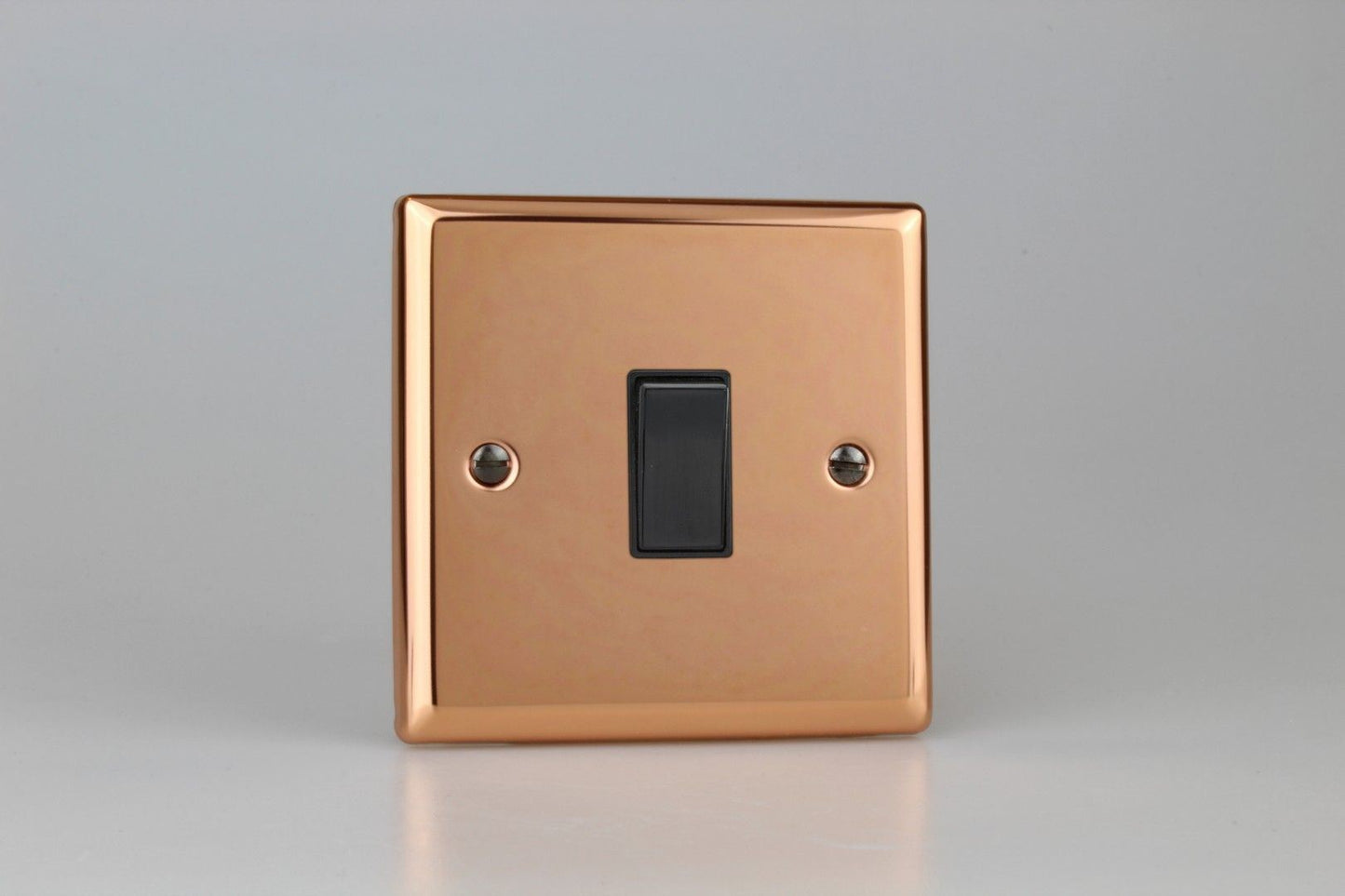 Varilight 1-Gang 10A 1- or 2-Way Rocker Switch in Urban Polished Copper w/ Black Rocker