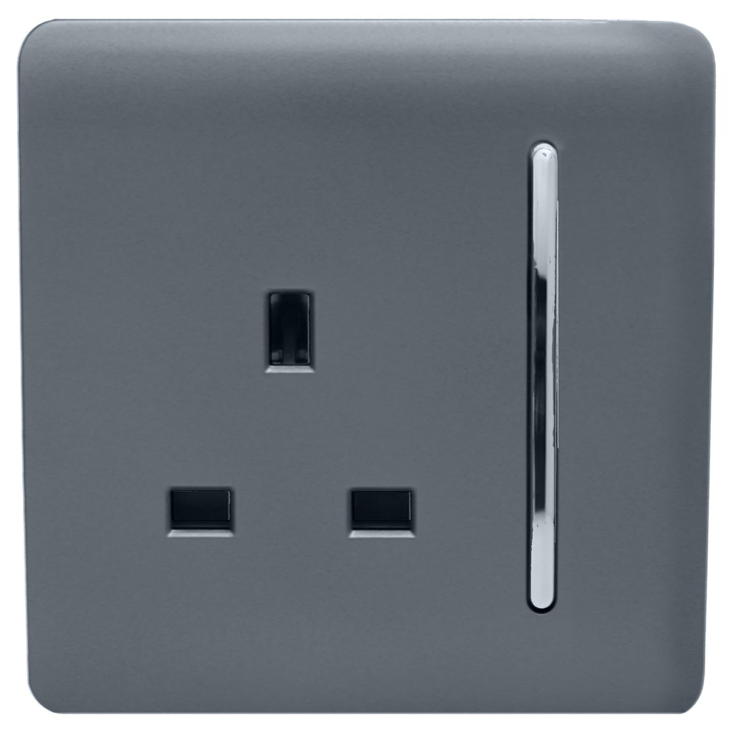 Trendi 1 Gang Artistic Modern Glossy 13 Amp Switched Tactile Plug Socket Warm Grey
