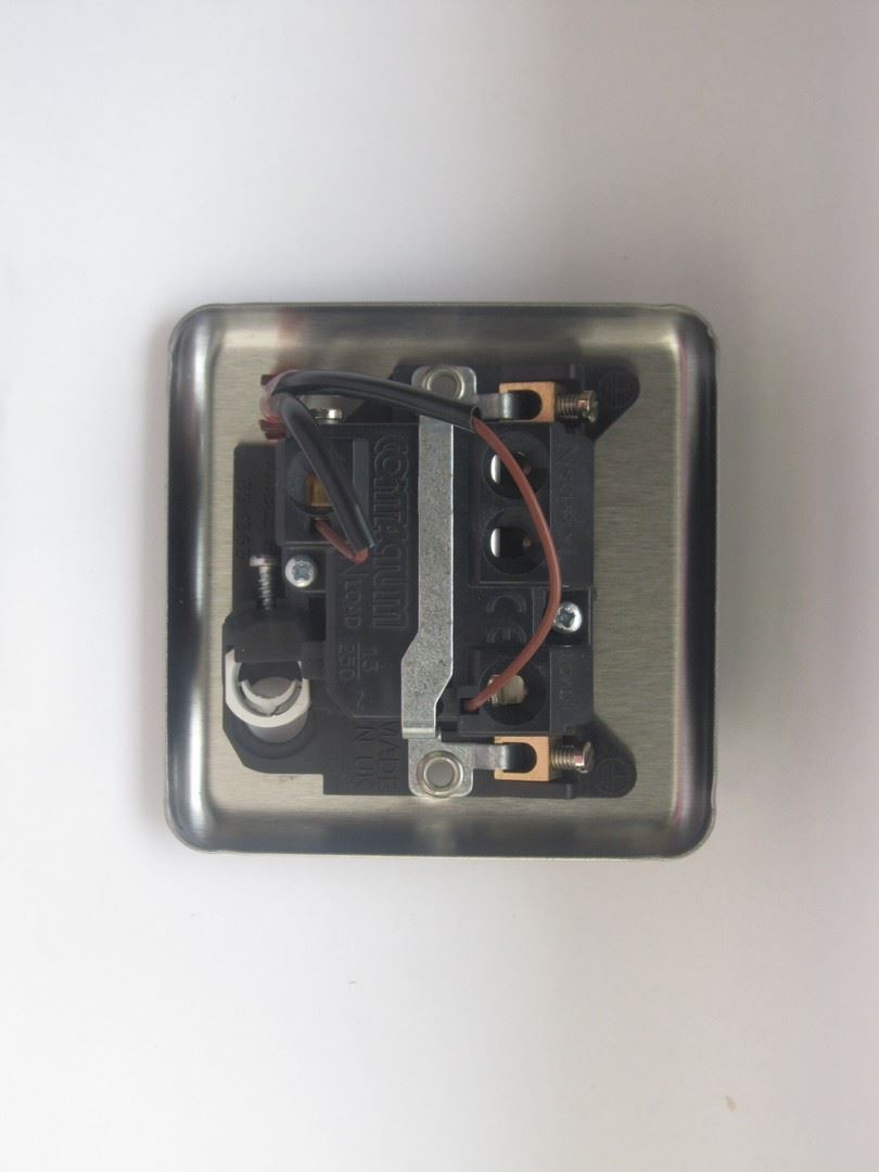 Varilight 13A Switched Fused Spur + Neon + Flex Outlet Matt Chrome Black Insert XS6FONB