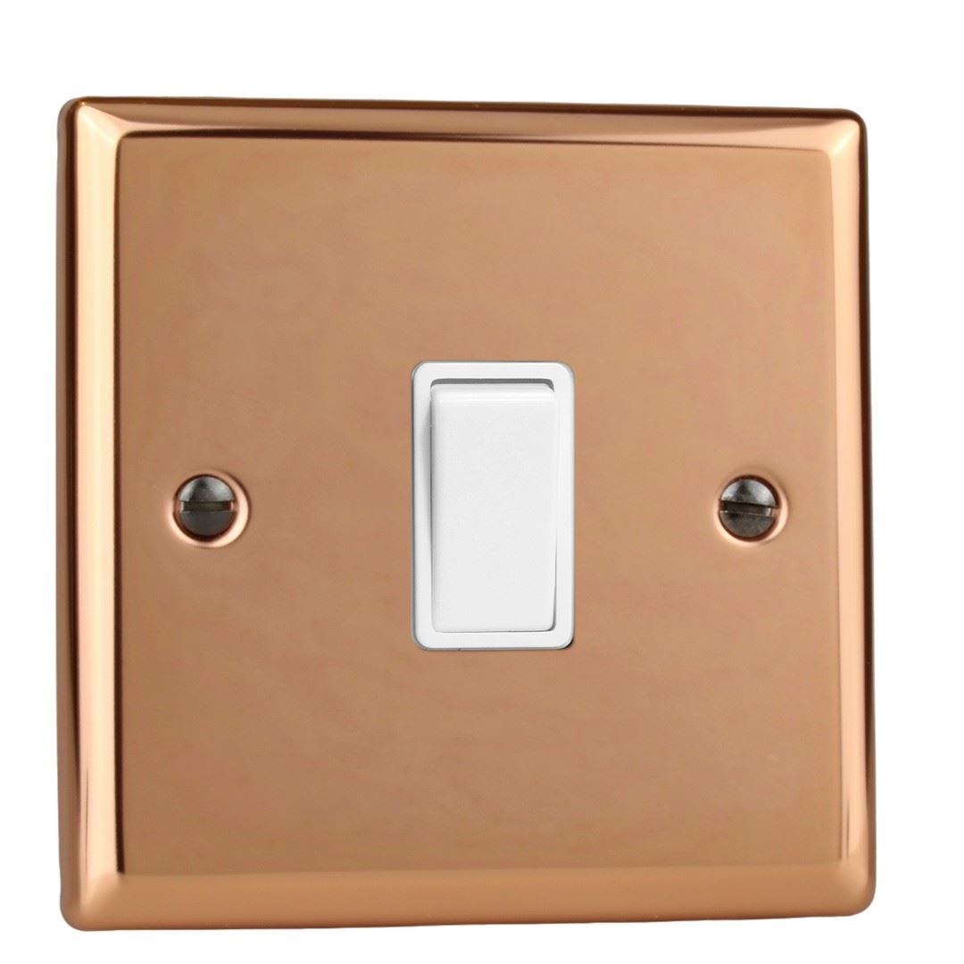 Varilight 1-Gang 10A 1- or 2-Way Rocker Switch in Urban Polished Copper w/ White Rocker