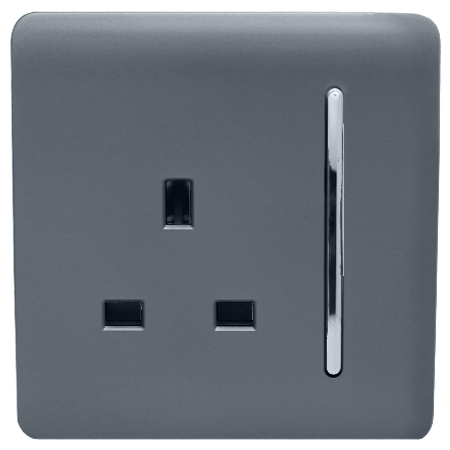 Trendi 1 Gang Artistic Modern Glossy 13 Amp Switched Tactile Plug Socket Warm Grey