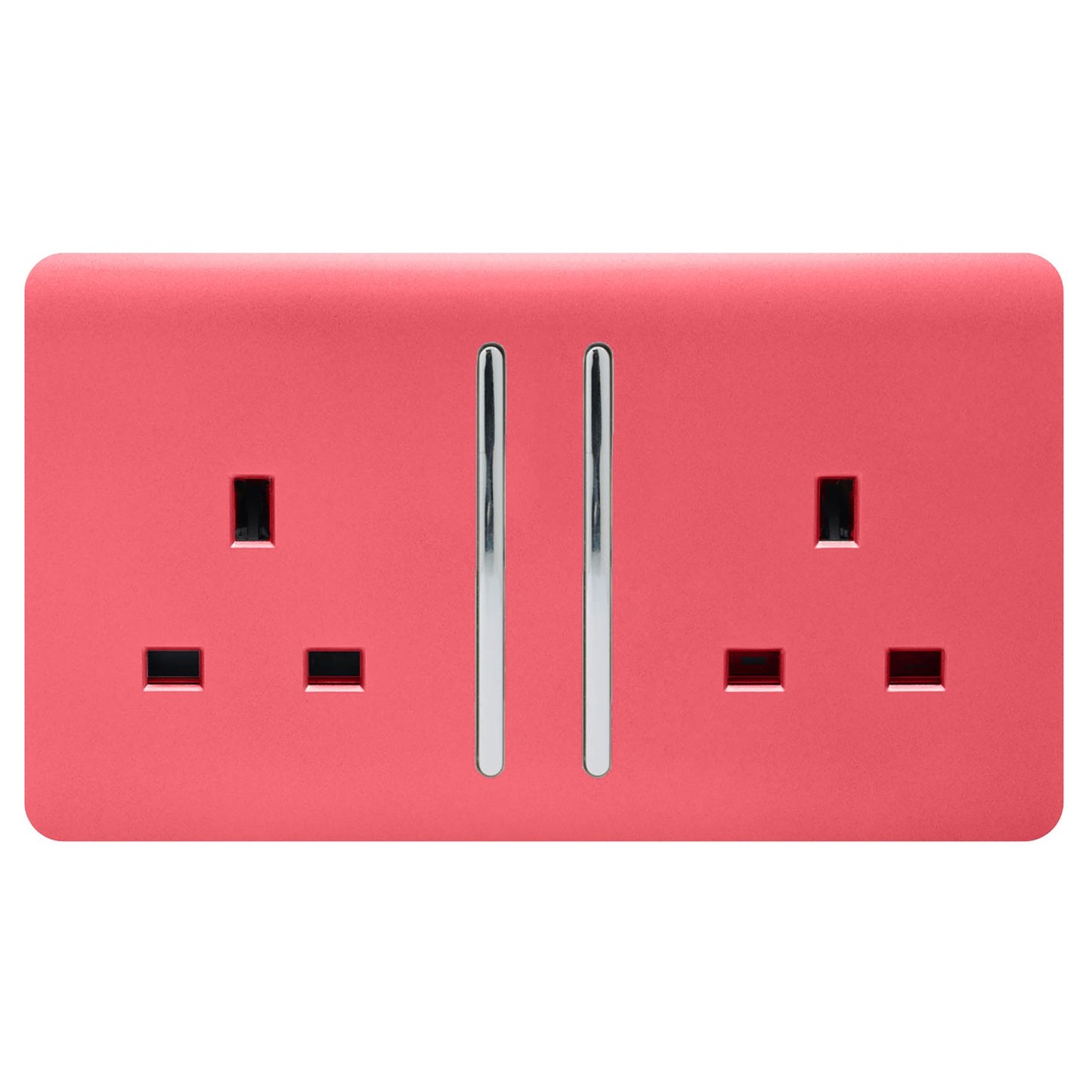 Trendi 2 Gang Artistic Modern Glossy 13 Amp Switched Tactile Plug Socket Strawberry