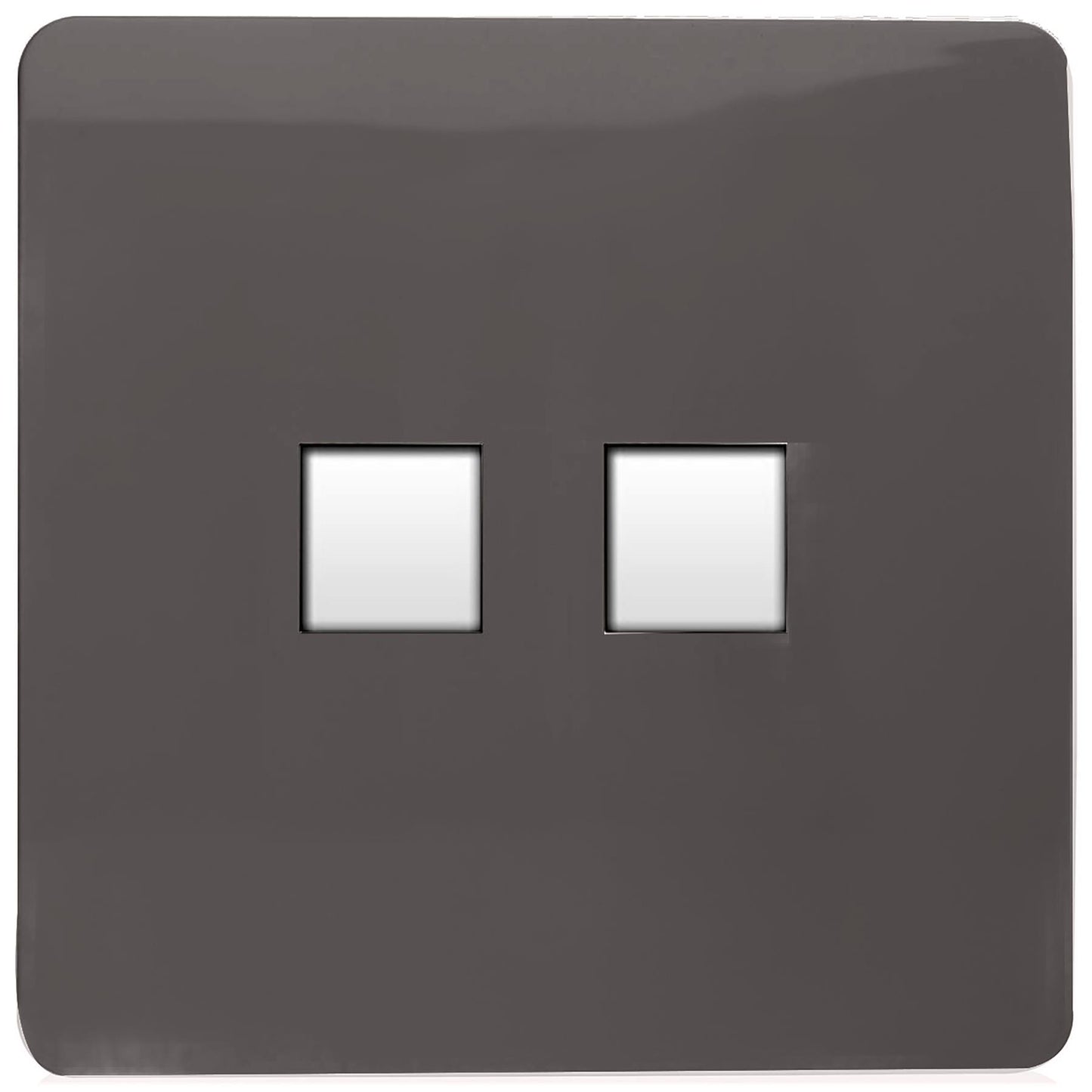 Trendi Artistic Modern Glossy Tactile Telephone Socket + Cat 5e&Cat 6 RJ45 PC Socket Dark Brown