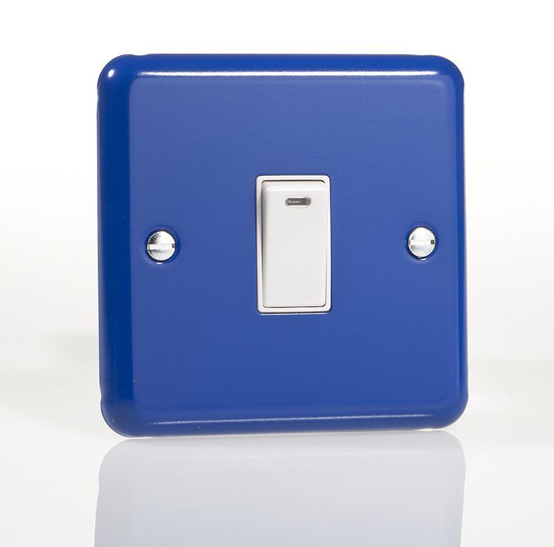 Varilight Lily 1 gang 20 Amp Heavy Duty Rocket switch Reflex Royal Blue with neon and white insert XY20NW.RB