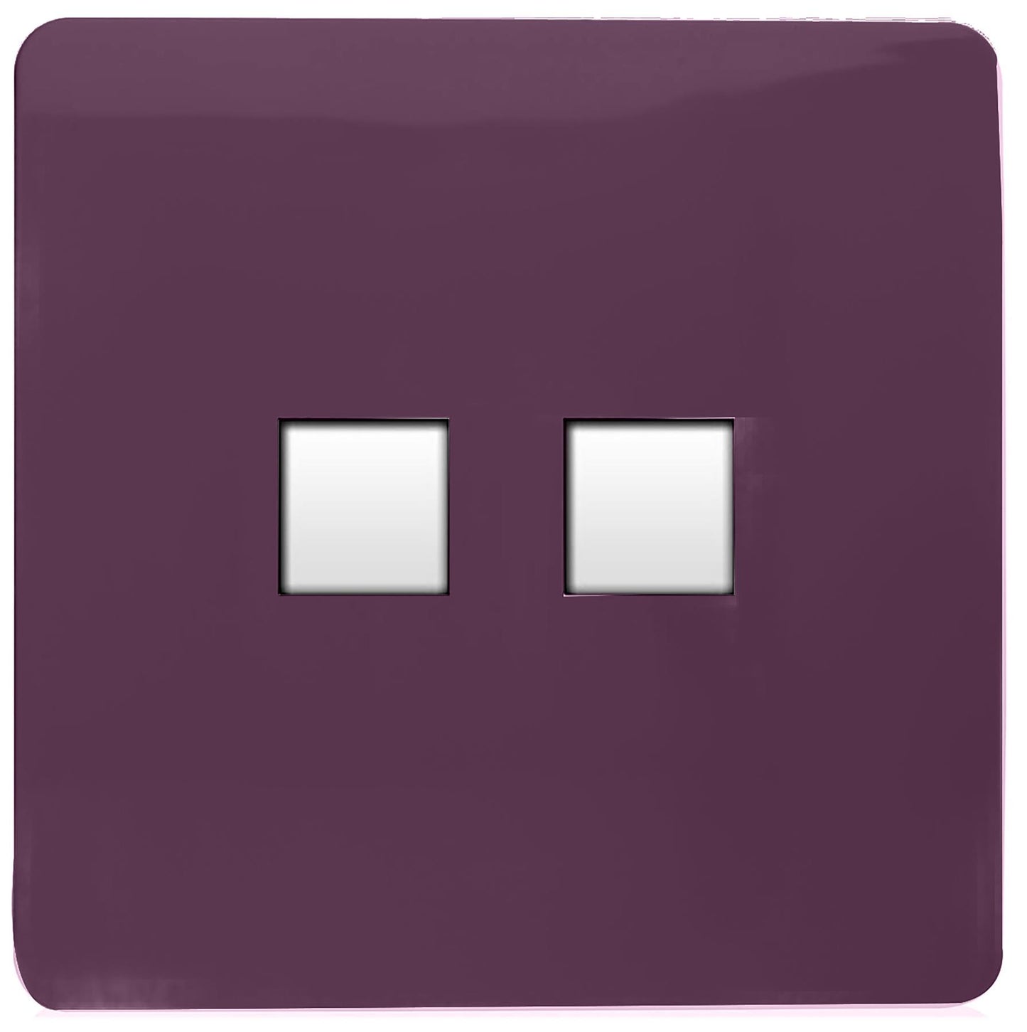 Trendi Artistic Modern Glossy 2 Gang Tactile RJ45 Cat 5e&Cat 6 PC Ethernet Socket Plum