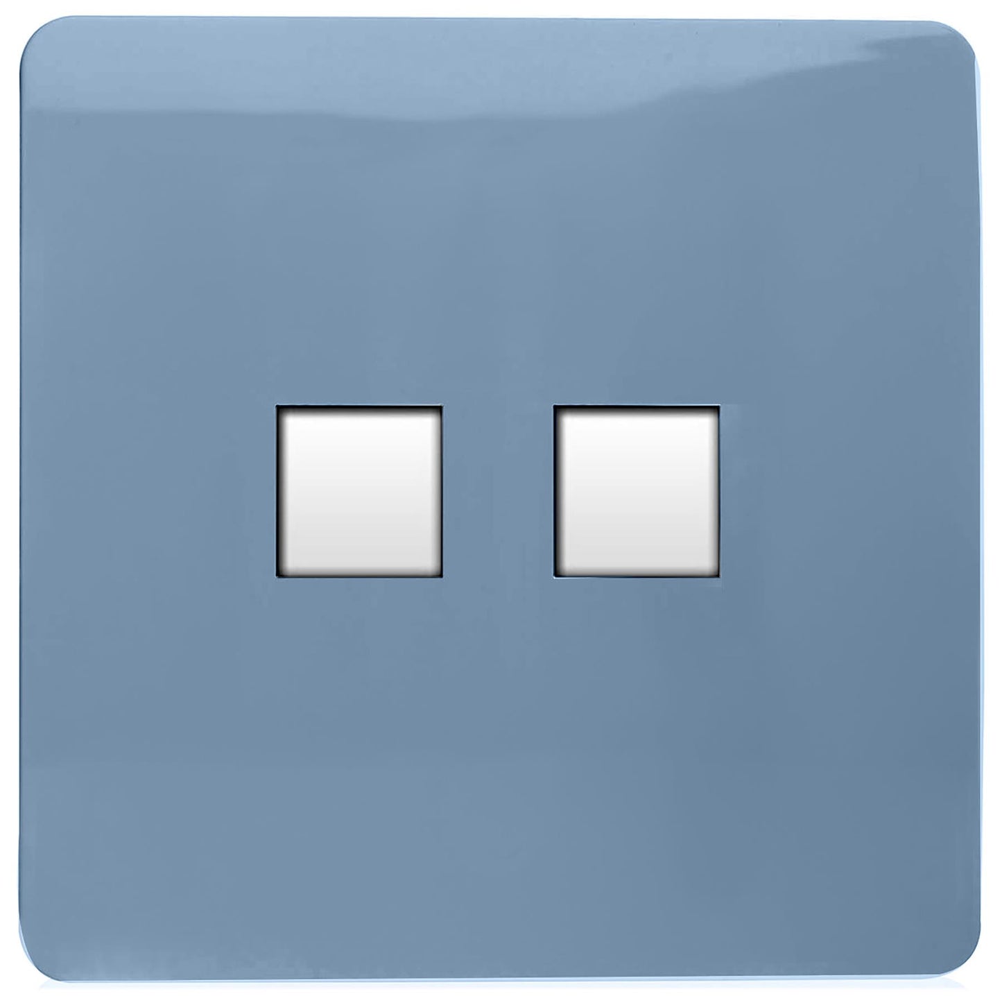 Trendi Artistic Modern Glossy Tactile 2 Gang Telephone Socket Sky