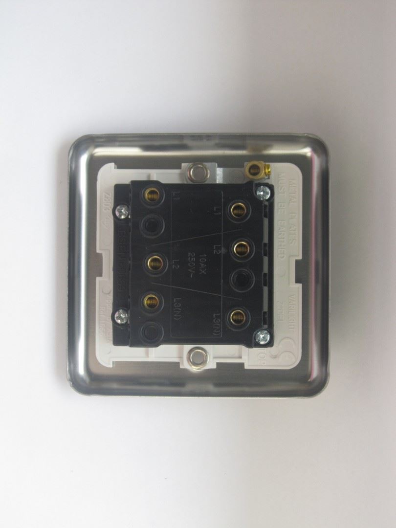 Varilight Fan Isolating Switch (3 Pole) Matt Chrome Finish Black Insert XSFIB