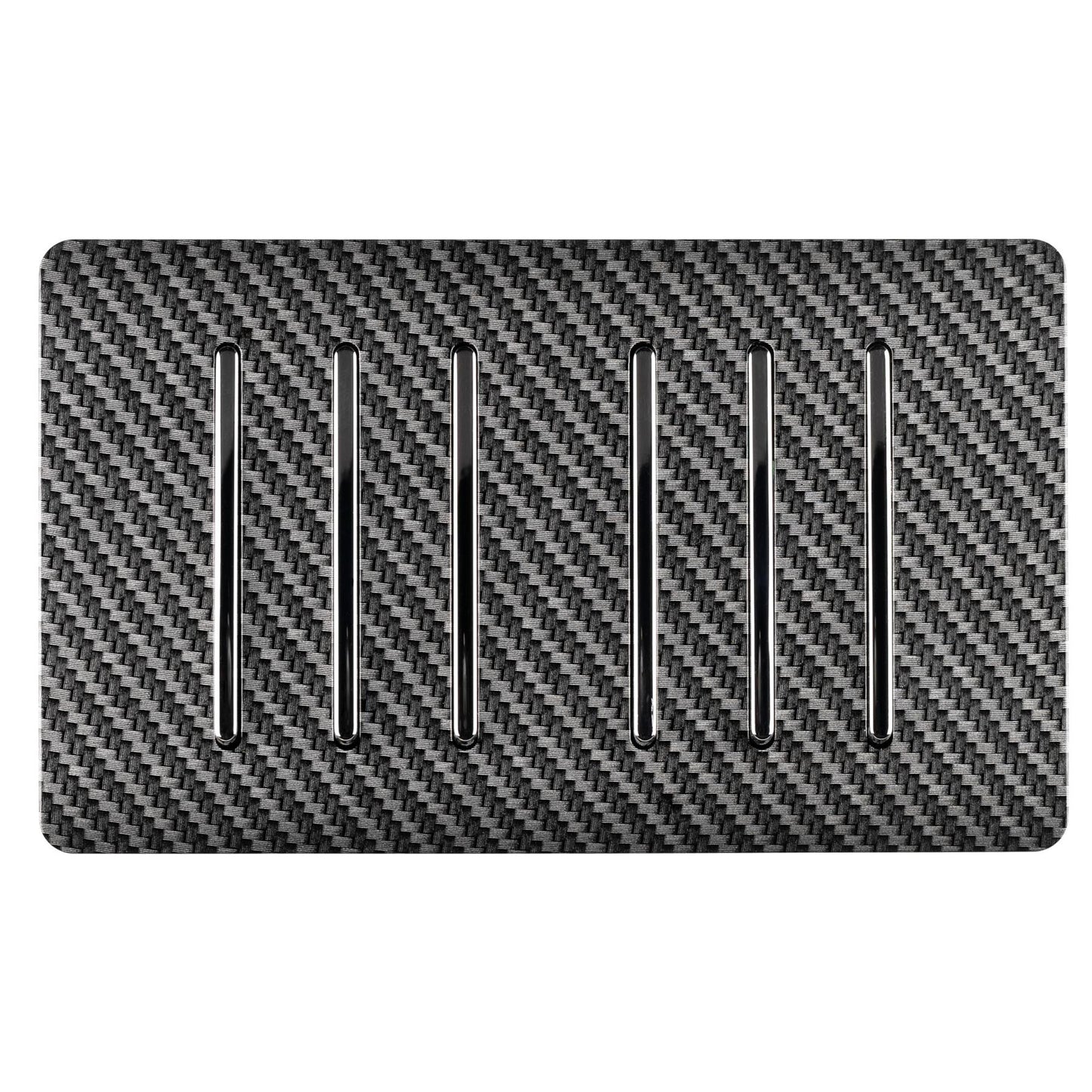 Trendi Switch 6 Gang 1 or 2 Way Modern Designer Light Switch in Carbon Fibre