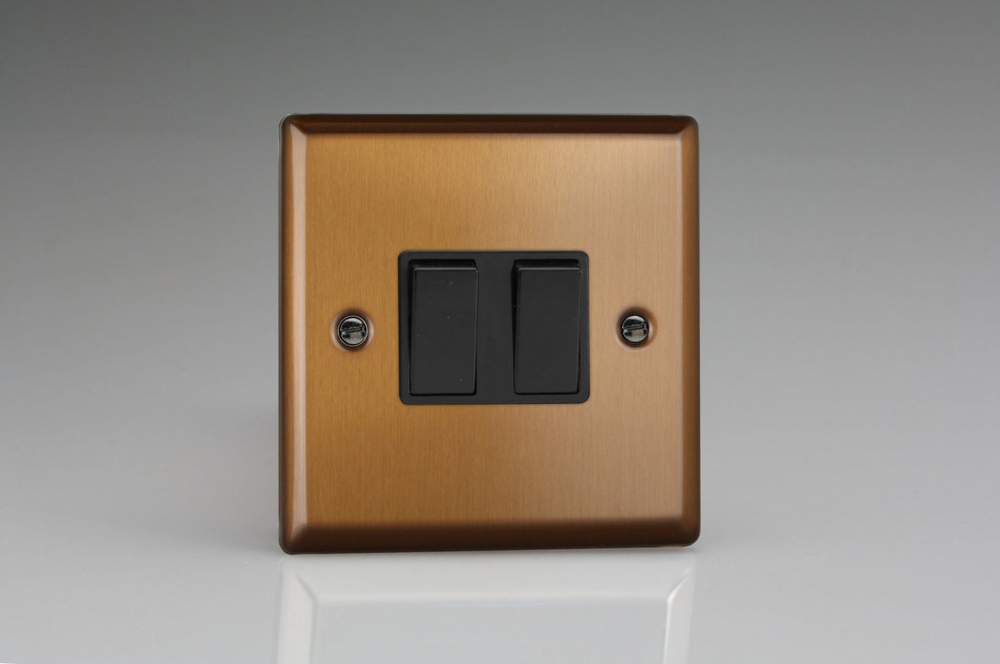 Varilight 2-Gang 10A 1- or 2-Way Rocker Switch in Urban Brushed Bronze w/ Black Rockers