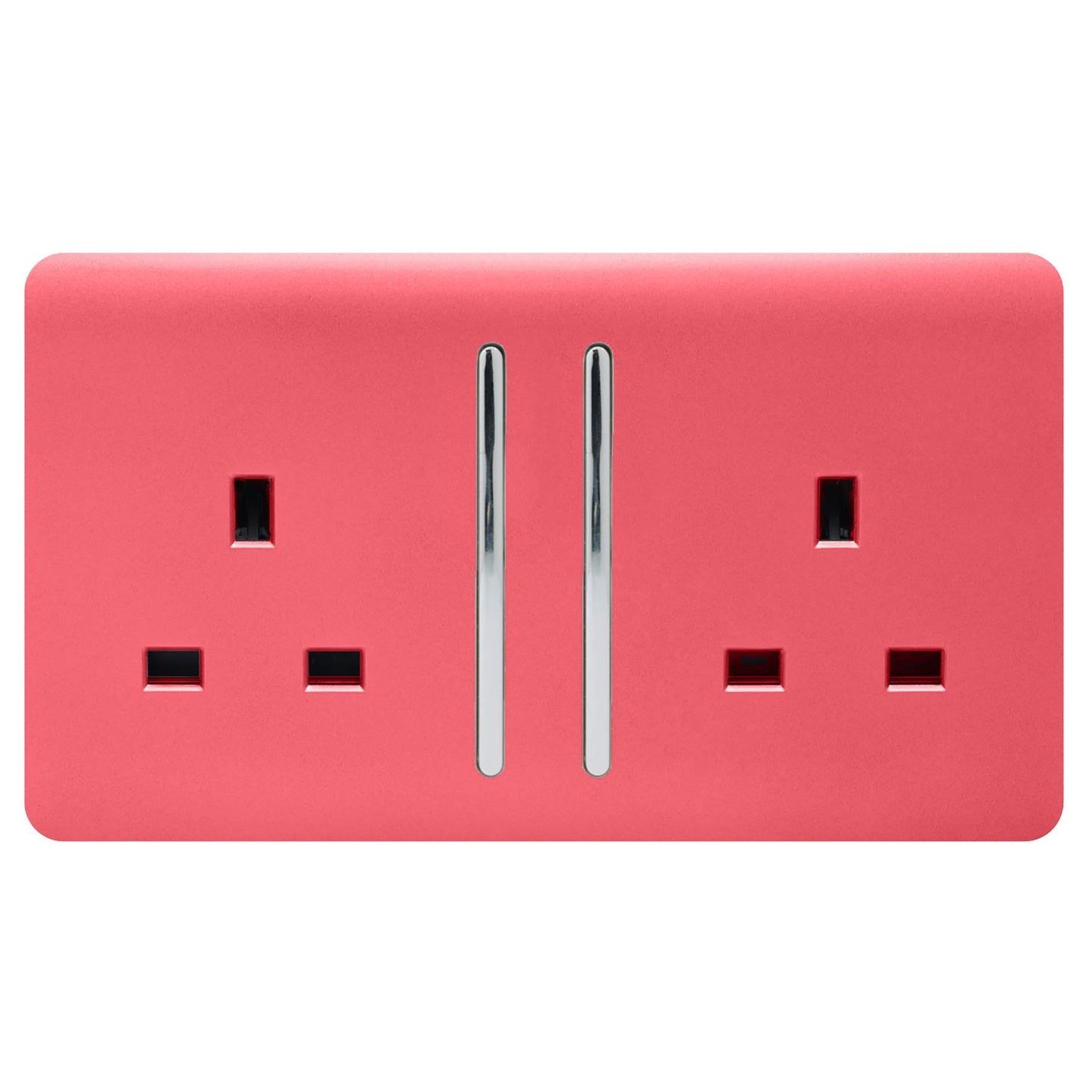 Trendi 2 Gang Artistic Modern Glossy 13 Amp Switched Tactile Plug Socket Strawberry