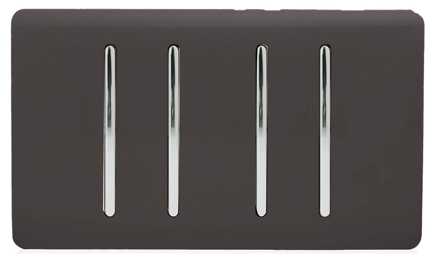 Trendi 4 Gang (2 Way & 1x Intermediate) Glossy 10 Amp Rocker Light Switch Dark Brown