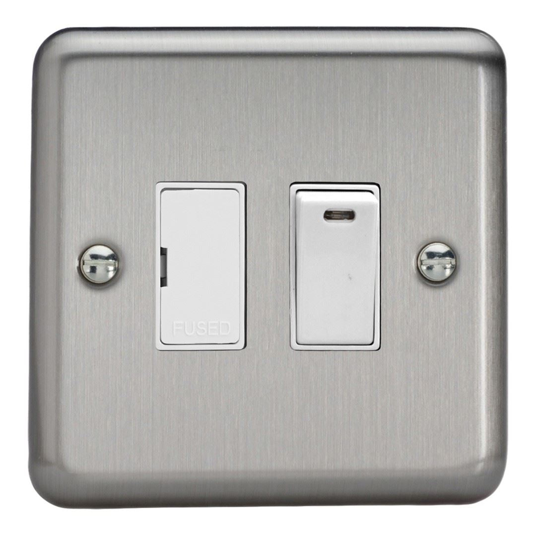 Varilight 13A Switched Fused Spur + Neon Matt Chrome White Insert XS6NW
