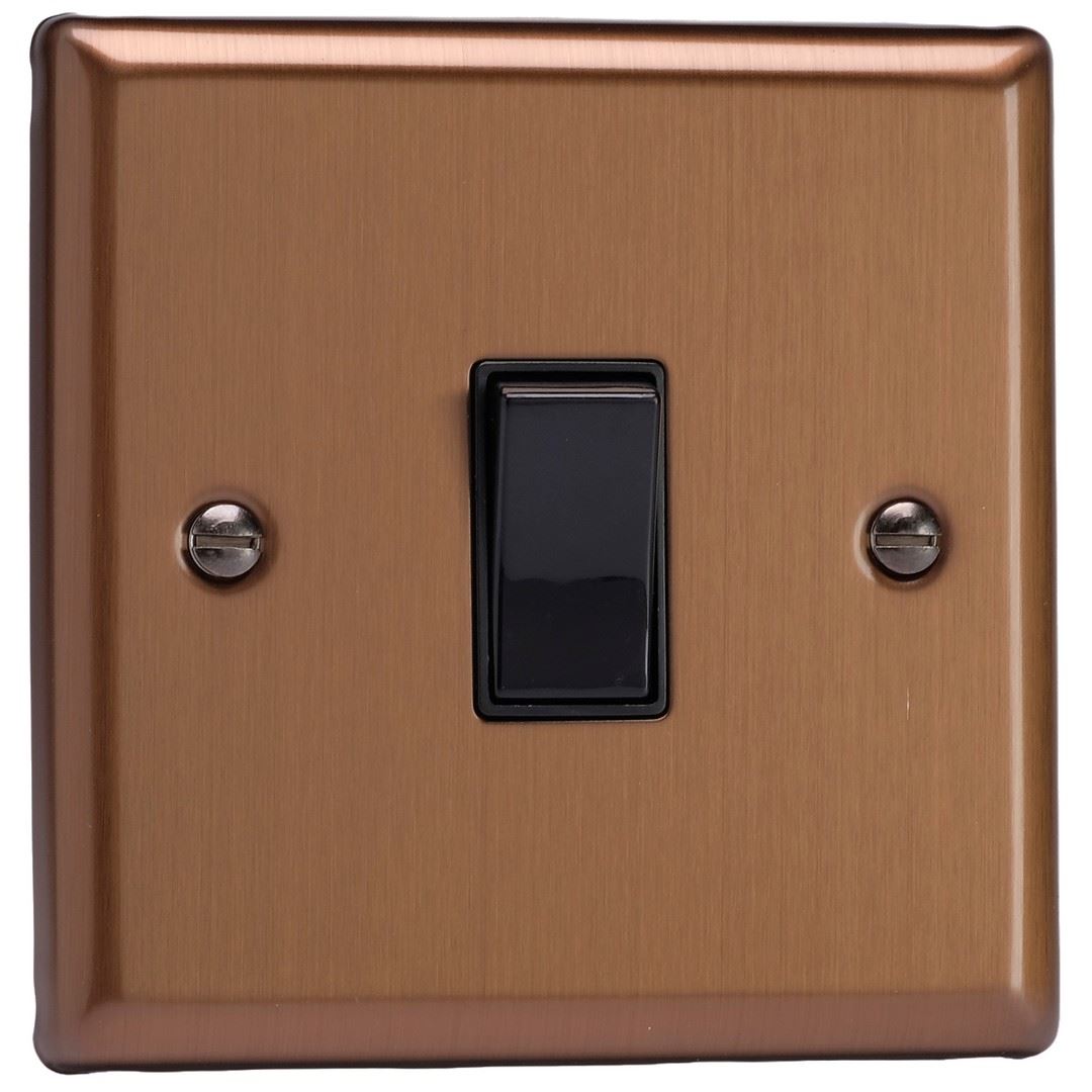 Varilight 1-Gang 20A Double Pole Rocker Switch in Urban Brushed Bronze w/ Black Rocker