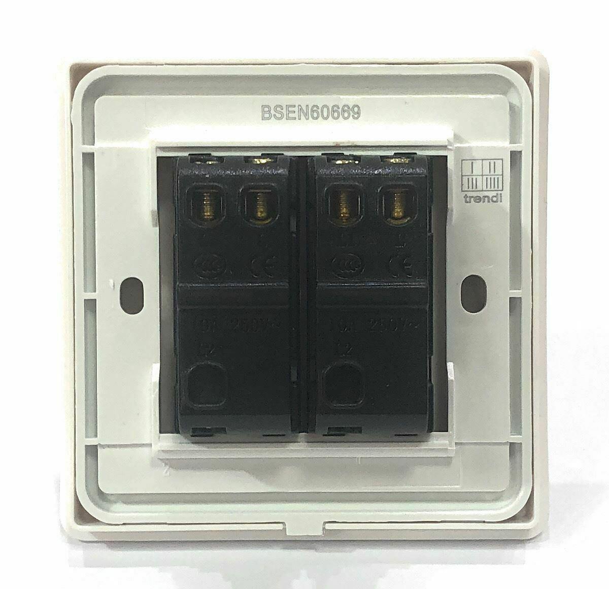 Trendi 2 Gang Artistic Modern Glossy Tactile Home Automation Switch Cool Grey
