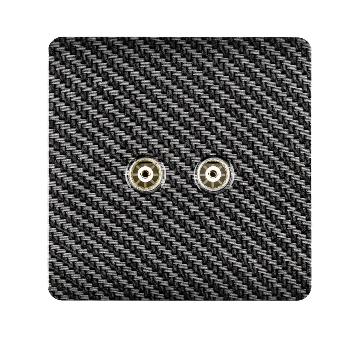 Trendi Switch 2 Gang Female Co-Axial Modern Designer Television Socket in Carbon Fibre