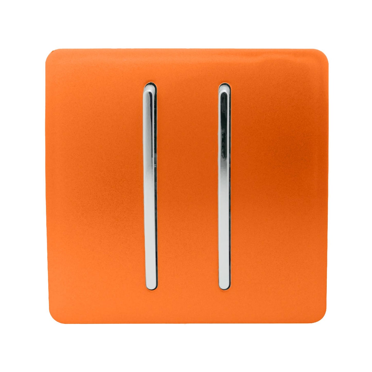Trendi 2 Gang 2 Way 240V Screwless Raised Front Plate Plastic Artistic Modern Glossy 10 Amp Chrome Rocker Single Electrical Wall Light Switch Sunset Orange - ART-SS4OR