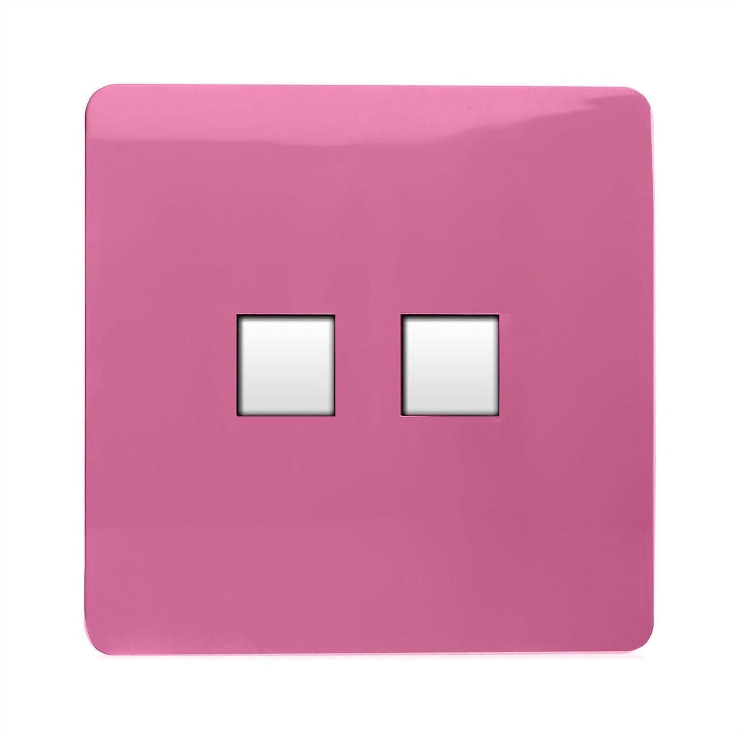 Trendi Switch 2 Gang RJ45 Cat 6 PC Ethernet & Modern Designer Telephone Slave Sockets in Pink