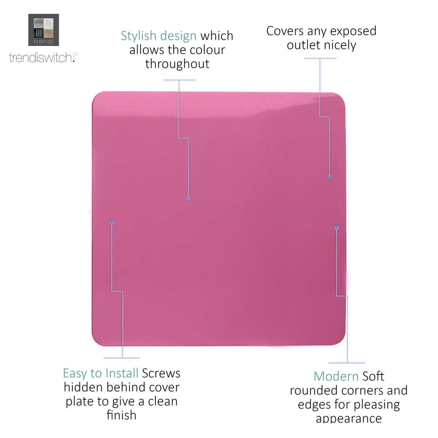 Trendi Artistic Modern Glossy Tactile Single Blanking Plate Pink