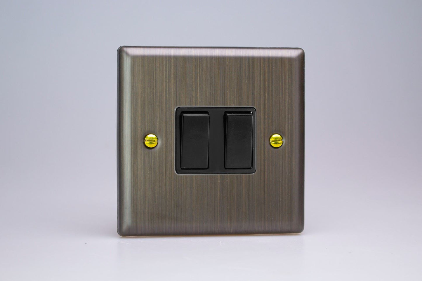 Varilight 2-Gang 10A 1- or 2-Way Rocker Switch in Urban Antique Brass w/ Black