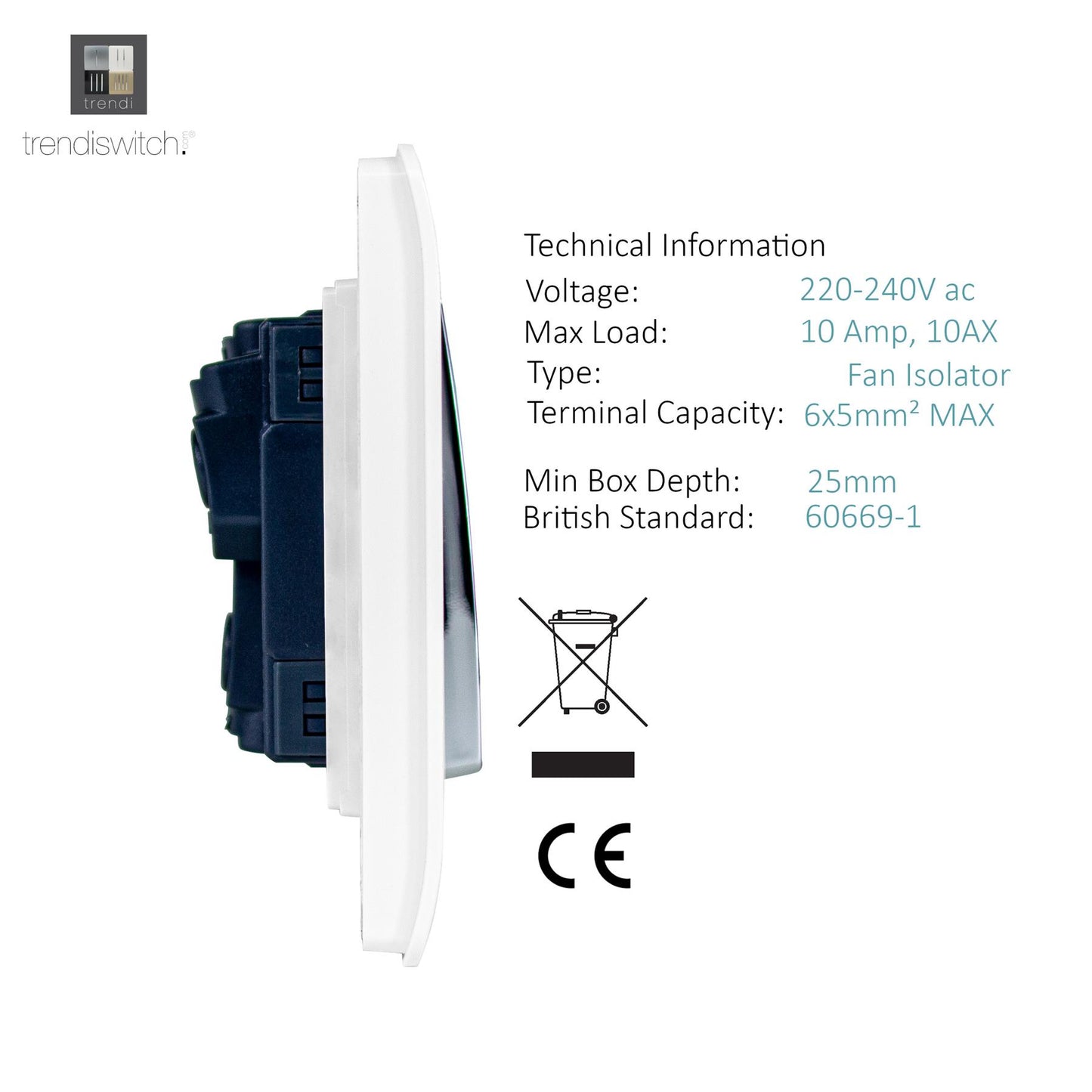 Trendi Switch Fan Isolator Switch in Warm Grey