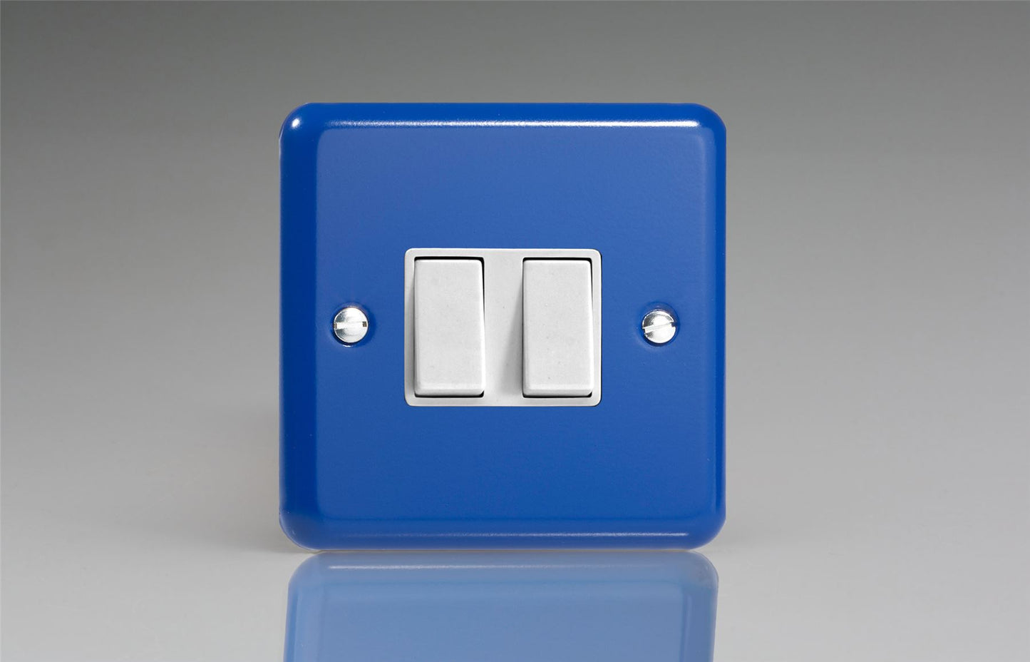 Varilight Lily 2 Gang 1 or 2 Way Decorative Rocker Light Switch Reflex Royal Blue with white insert XY2W.RB