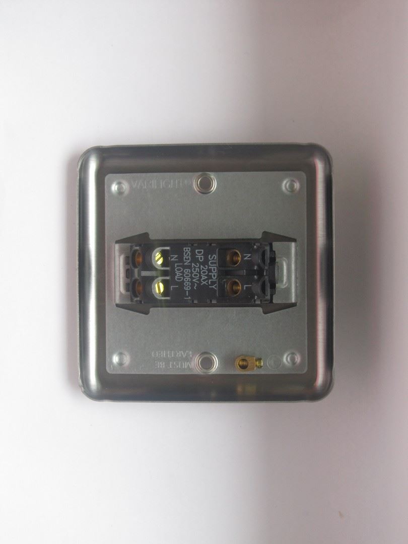 Varilight 1 Gang 1 or 2 Way 20A Heavy Duty Rocker Matt Chrome White Insert XS20W