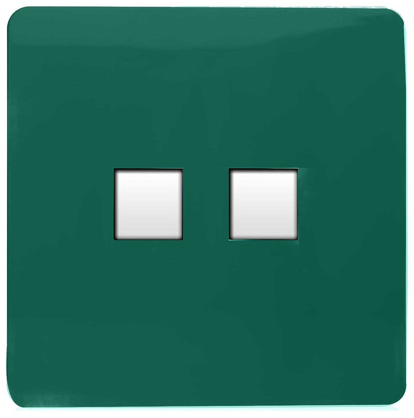 Trendi Artistic Modern Glossy Tactile 2 Gang Telephone Socket Dark Green