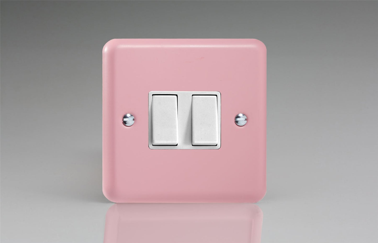 Varilight Pastel 2 Gang 10A 1 or 2 way Rocker Light Switch Rose Pink XY2W.RP