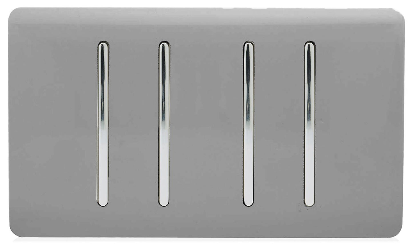 Trendi 4 Gang 3 Way Intermediate Artistic Modern Glossy 10 Amp Rocker Light Switch Light Grey