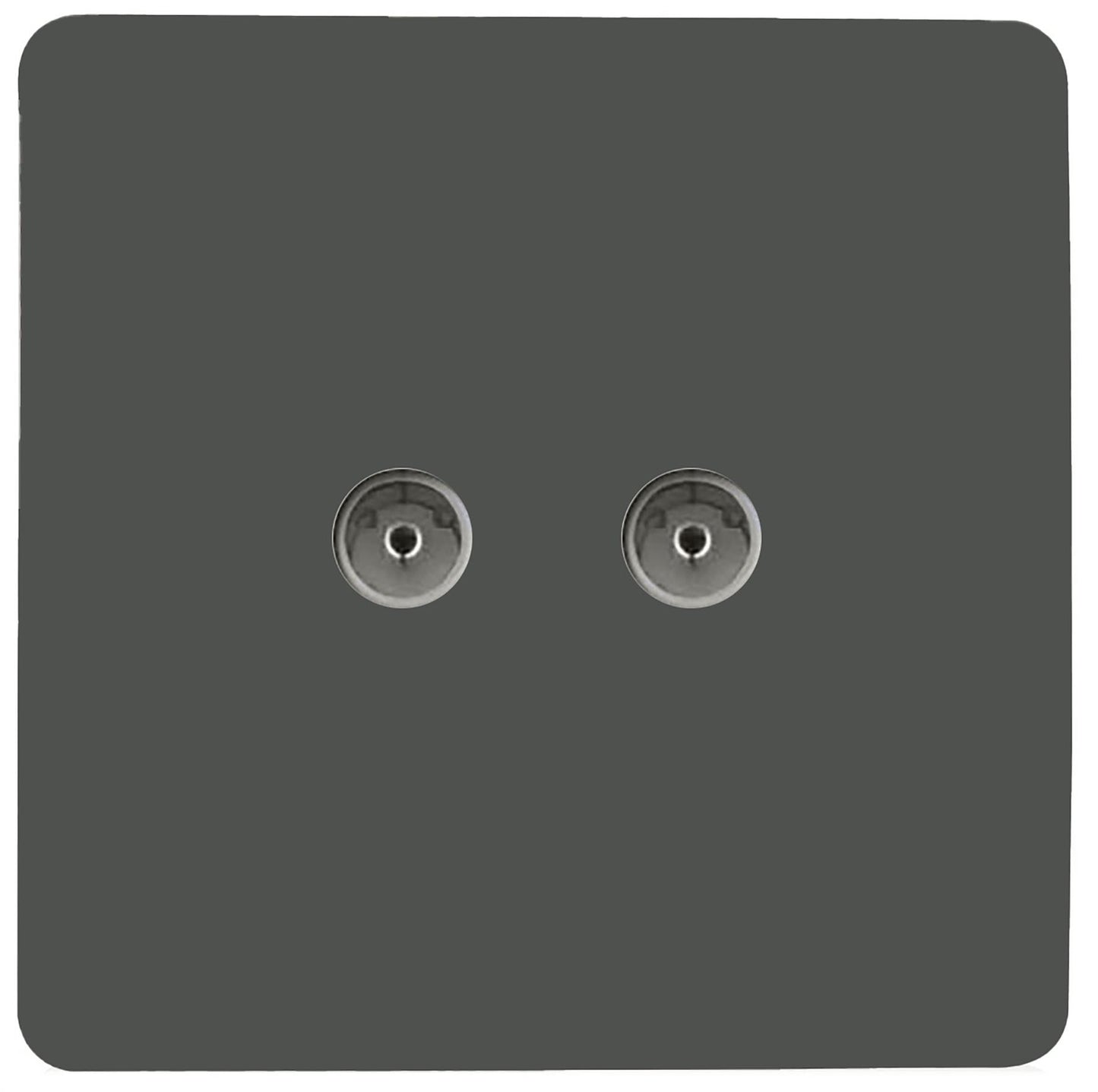 Trendi Artistic Modern Glossy Tactile 2 Gang TV Socket Charcoal