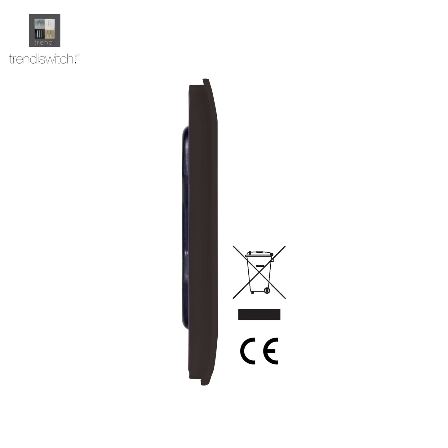 Trendi Switch Artistic Modern Glossy Decorative Screwless Standard Double Wall Blanking Plate for Electrical Sockets, Outlet with Screws in Dark Brown - ART-2BLKDB