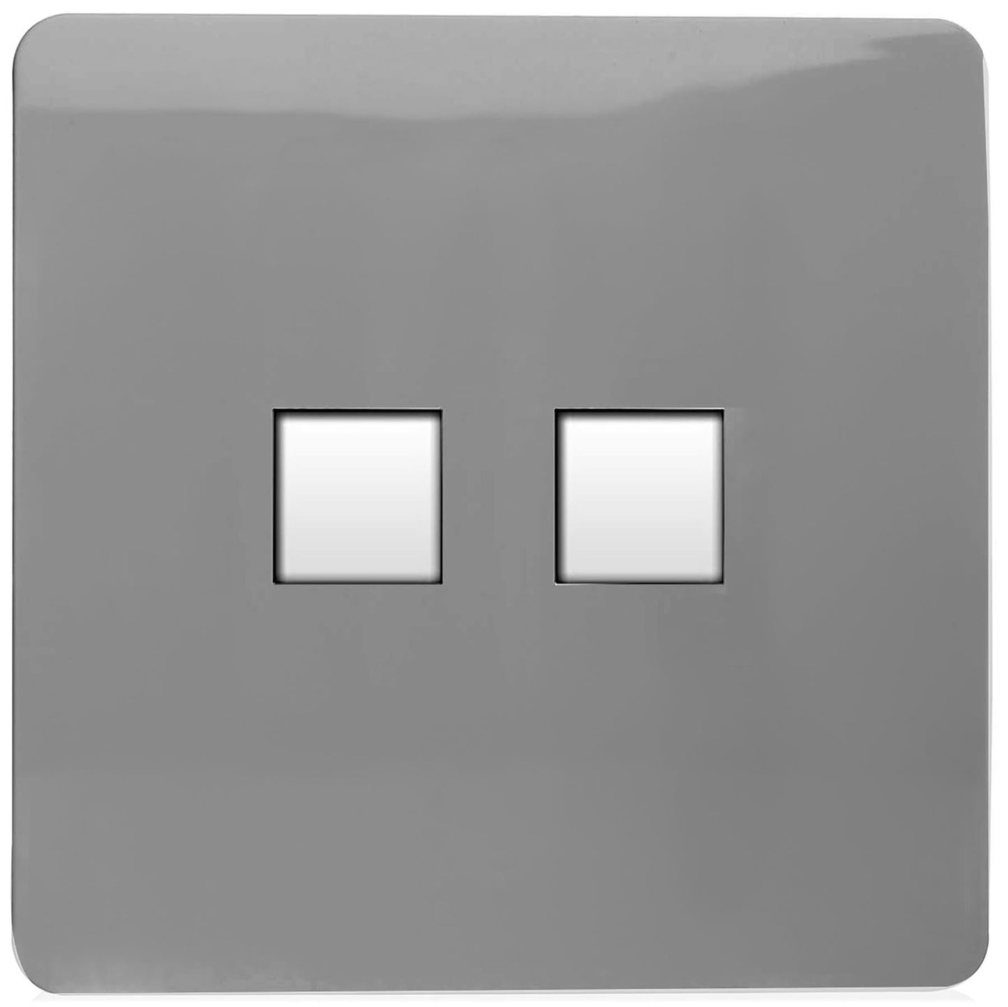 Trendi Artistic Modern Glossy Tactile Telephone Socket + Cat 5e&Cat 6 RJ45 PC Socket Light Grey
