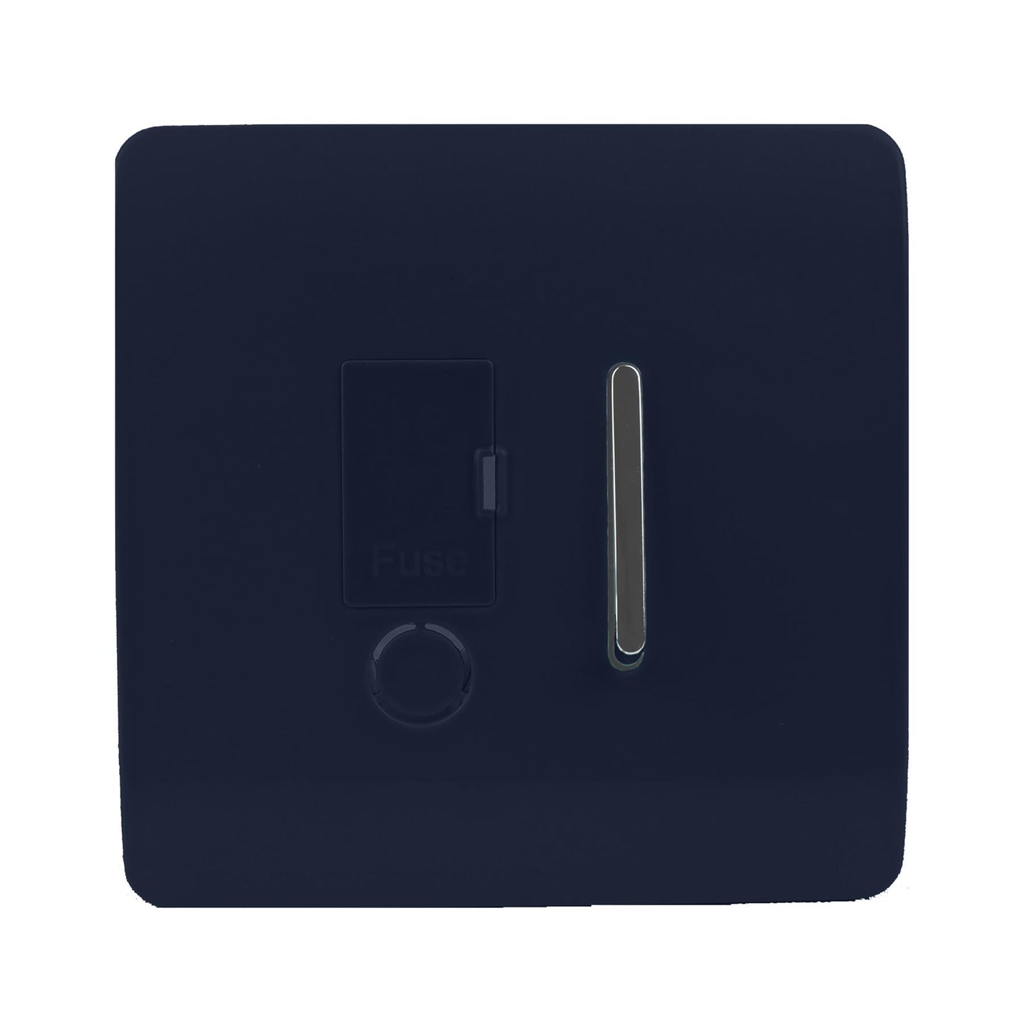 Trendi Switch Screwless Artistic Modern Glossy Tactile 230V Switched 13 A Single Fused Spur Connection Unit with Flex Outlet Chrome Rocker in Navy Blue