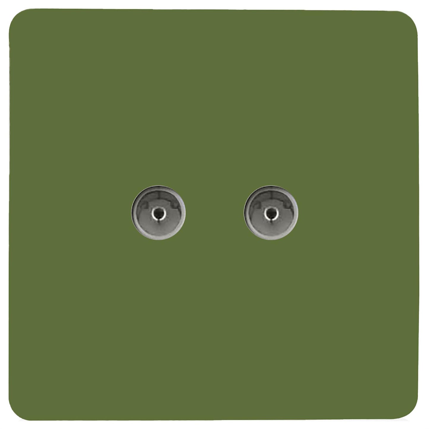 Trendi Artistic Modern Glossy Tactile 2 Gang TV Socket Moss Green
