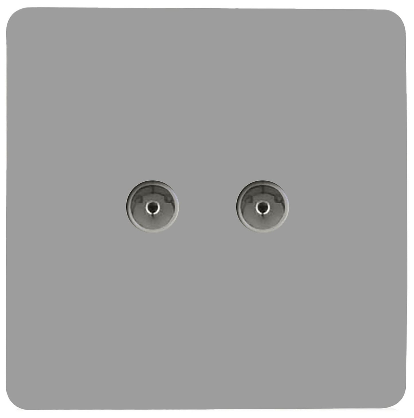 Trendi Artistic Modern Glossy Tactile 2 Gang TV Socket Light Grey