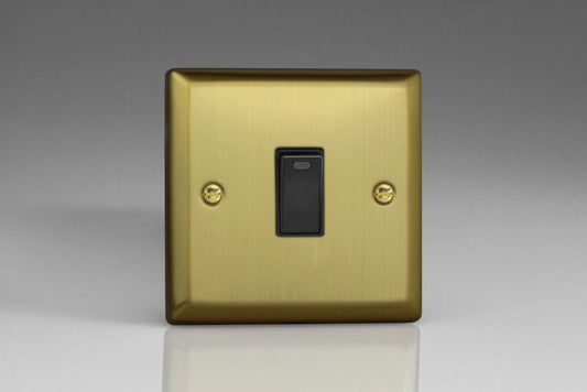 Varilight 1-Gang 20A Double Pole Rocker Switch + Neon Indicator Light Brushed Brass