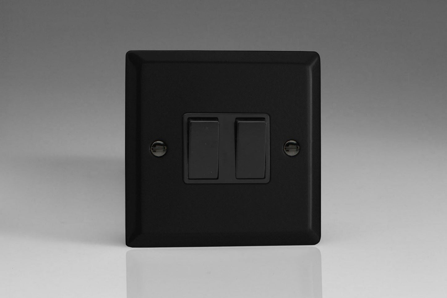 Varilight 2-Gang 10A 1- or 2-Way Rocker Switch in Urban Matt Black w/ Black Rockers