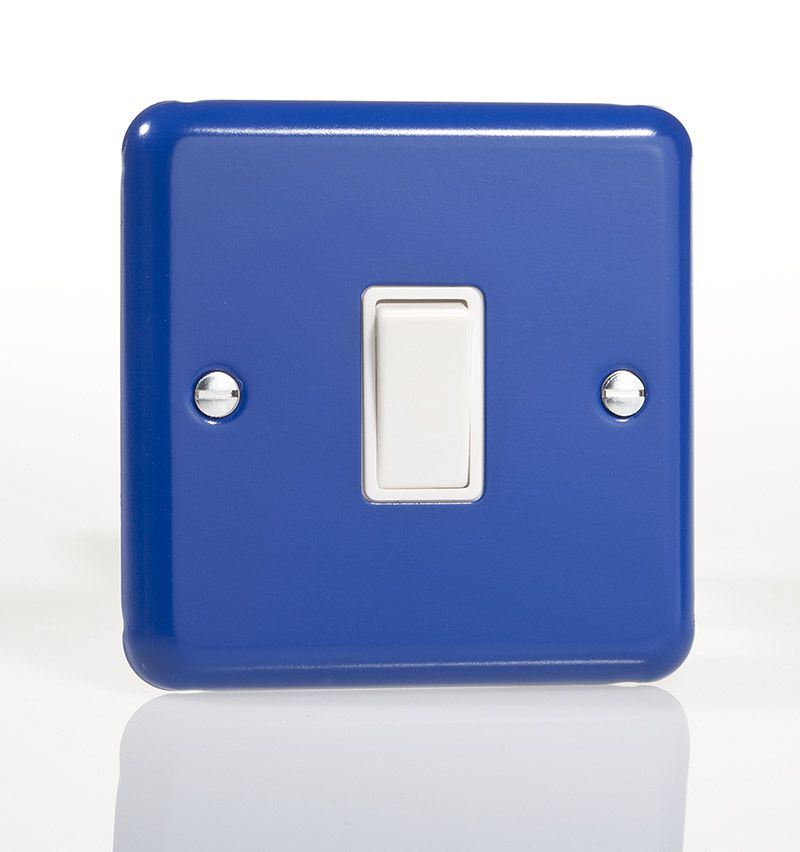Varilight Pastel 1 Gang 1 or 2 Way Decorative Rocker Light Switch Reflex Royal Blue with White insert XY1W.RB