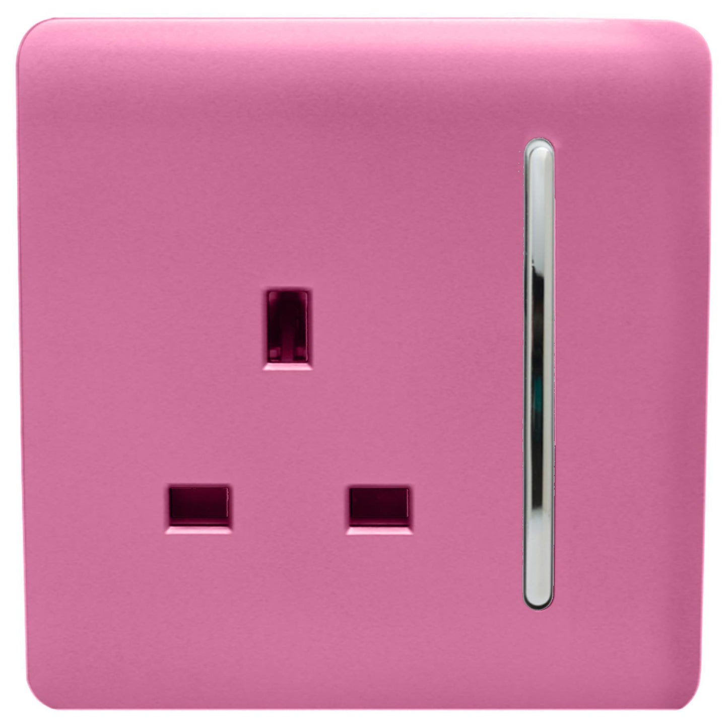 Trendi 1 Gang Artistic Modern Glossy 13 Amp Switched Tactile Plug Socket Pink