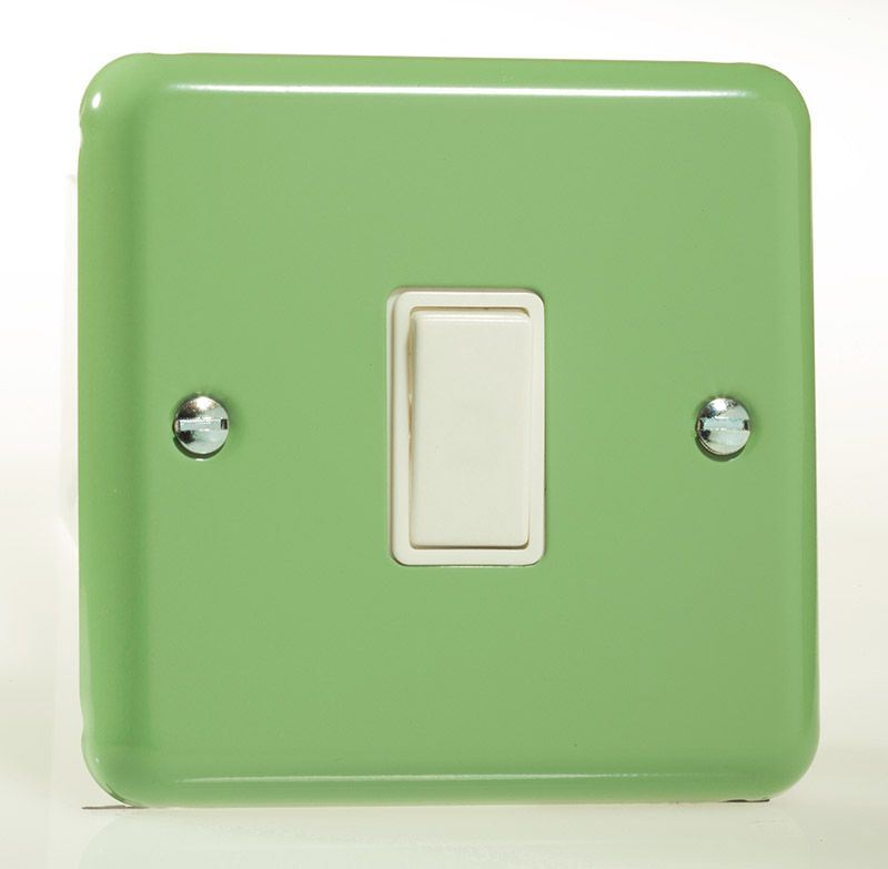 Varilight Pastel 1 Gang 10A 1 or 2 way Rocker Light Switch Beyrl Green XY1W.BG