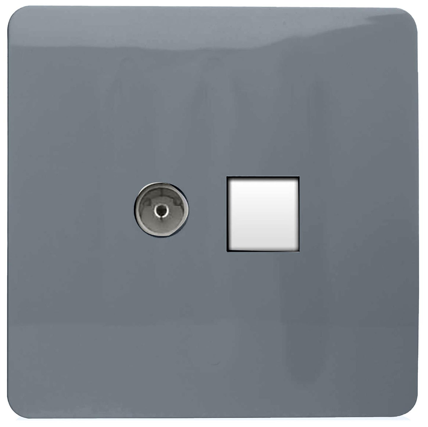 Trendi Modern Glossy Tactile TV Co-axial Socket+RJ45 Cat 5e&Cat 6 PC Ethernet Socket Warm Grey