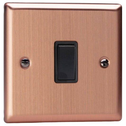 Varilight 1-Gang 10A 1- or 2-Way Rocker Switch in Urban Brushed Copper w/ Black Rocker