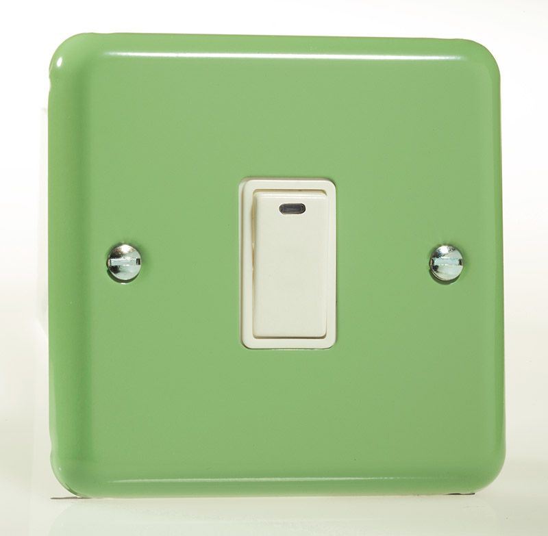 Varilight Pastel 1 Gang 20A Double Pole Rocker Light Switch + Neon Indicator Light Beyrl Green XY20N