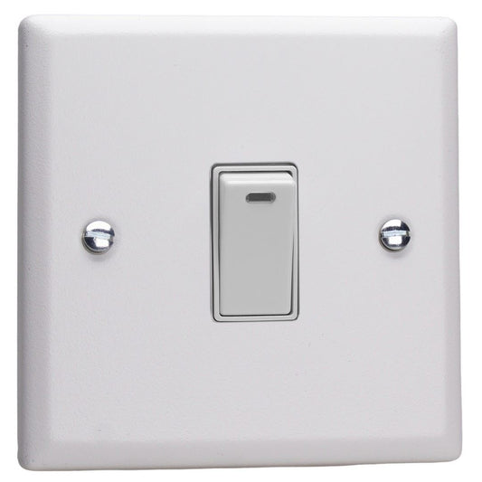 Varilight 1-Gang 20A Double Pole Rocker Switch + Neon Indicator Light in Urban Chalk White w/ White