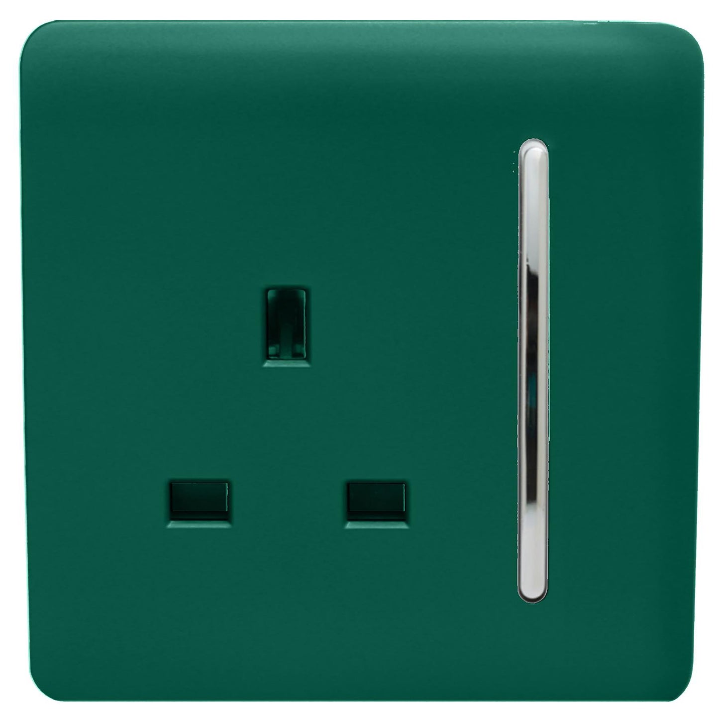 Trendi 1 Gang Artistic Modern Glossy 13 Amp Switched Tactile Plug Socket Dark Green