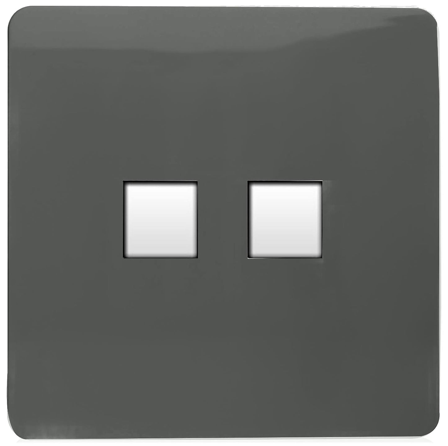 Trendi Artistic Modern Glossy Tactile Telephone Socket + Cat 5e&Cat 6 RJ45 PC Socket Charcoal