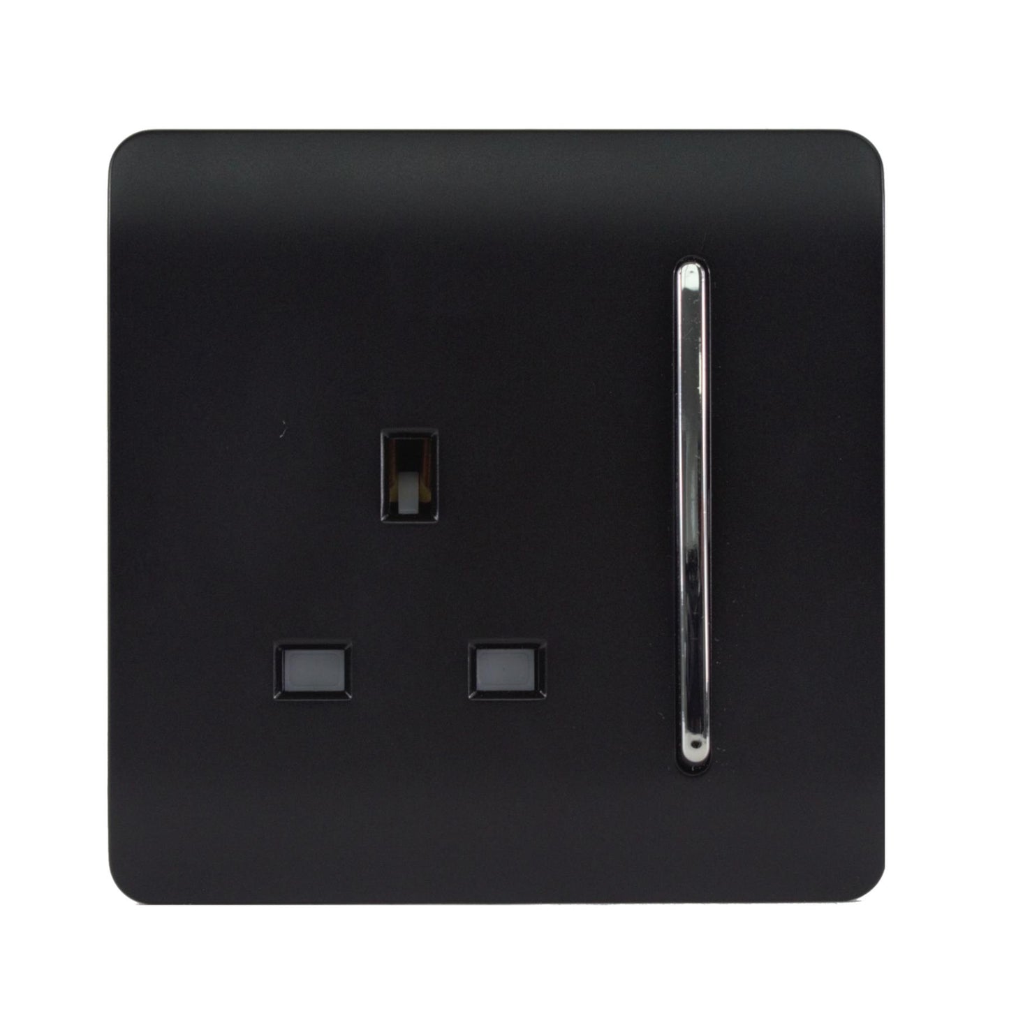 Trendi 1 Gang 13 Amp Switched Plug Socket Matt Black Soft Touch - ART-SKT13STB